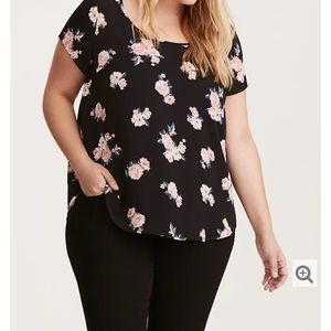 Torrid Floral Print Georgette Drape Back Top
